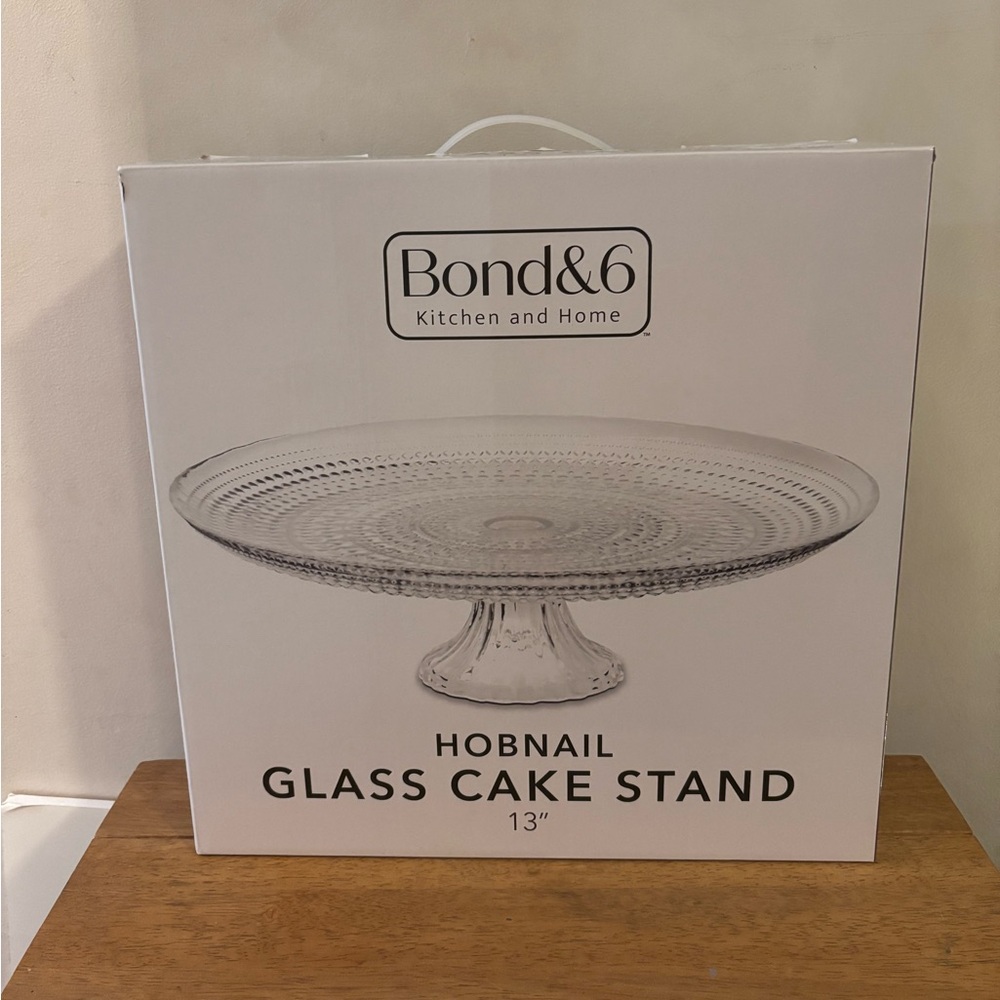 Bond&6 Hobnail Glass Cake Stand with a 13 inch diameter for displaying cakes